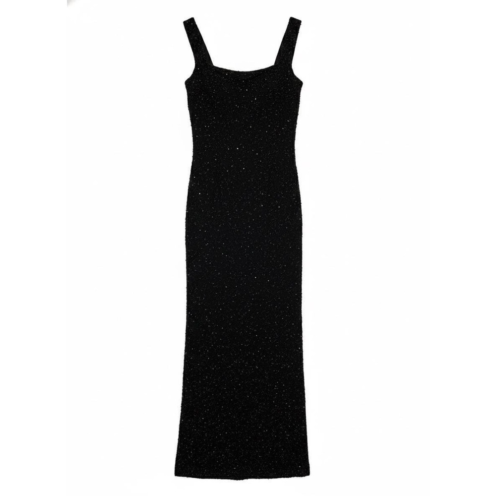 Jessica McClintock Gunne Sax Blk Beaded Sparkle Dress Sz 13 14 Whimsigoth Y2K